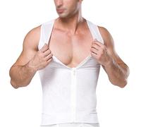 ISCBAFYX Body para Hombre con Cremallera y Busto Abierto, Control de Barriga, compresión Corporal, Entrenador de Cintura Adelgazante, Camiseta sin Mangas