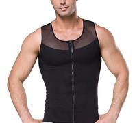 ISCBAFYX Body para Hombre con Cremallera y Busto Abierto, Control de Barriga, compresión Corporal, Entrenador de Cintura Adelgazante, Camiseta sin Mangas