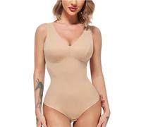 ISCBAFYX Body para Mujer Entrenador de Cintura Sin Costuras Cuello en V Control de Barriga Shapewear Body Esculpir Tanga Body Tank Top