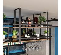ISCBAFYX Botellero de 2 Niveles montado en el Techo - Estante de Almacenamiento de Cocina montado en la Pared Soporte para Copas de Vino de Madera Maciza con barandillas (Tamaño: 80x30x80cm) Solución