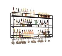 ISCBAFYX Botellero montado en la Pared con luz LED y Soporte de Vidrio, Estante Flotante Industrial para Almacenamiento de exhibición de Cocina