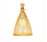 ISCBAFYX Candelabro Retro de Cono, lámpara Colgante de Estilo Rural del sudeste asiático, decoración rústica para Dormitorio, Cocina, lámpara Colgante E27 de un Solo Cabezal de Bambú