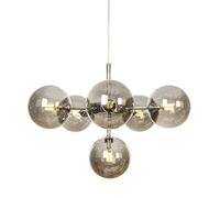 ISCBAFYX Candeleras Sputnik industriales Tradicionales 6 Luces Modernas Humo Vintage Vidrio Gris Globo Techo Colgante lámpara luz g4 Isla la Cocina lámparas de iluminación Colgantes Color: Cromado