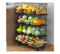 ISCBAFYX Cesta De Frutas Y Verduras, Cesta De Almacenamiento De Cebolla Y Patata De Encimera De 4 Niveles, Cestas De Almacenamiento De Alambre Apilables para Frutas, Verduras, Meriendas, Alimentos