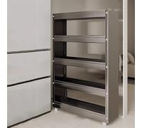 ISCBAFYX Cocina extraíble con Ruedas Delgada, Estante Estrecho de 3 Niveles con Ruedas para refrigerador, baño y lavadero, Acero al Carbono Gris (15,7x5,9x52,7 Pulgadas)