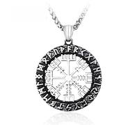 ISCBAFYX Colgante de runas del Dios nórdico Odín de Acero Inoxidable, joyería vikinga Vintage con símbolos de mitología nórdica