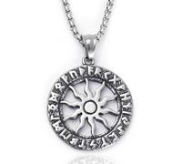 ISCBAFYX Colgante de runas del Dios nórdico Odín de Acero Inoxidable, joyería vikinga Vintage con símbolos de mitología nórdica