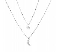 ISCBAFYX Collar de Luna de Doble Estrella, Cadena de clavícula de Diamante con Destello Transparente para Mujer