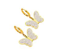 ISCBAFYX Conjunto de Collar y Pendientes de Mariposa Estilo INS con Capas cúbicas Elegantes, joyería para Mujer, Accesorios de Moda