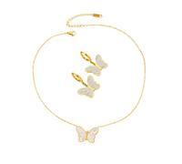 ISCBAFYX Conjunto de Collar y Pendientes de Mariposa Estilo INS con Capas cúbicas Elegantes, joyería para Mujer, Accesorios de Moda