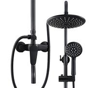 ISCBAFYX de Ducha, Juego de Grifo de Ducha montado en la Pared para baño, Cabezal de Ducha de Alta presión de latón de Lujo, Ajuste de Ducha con rociador de Mano Incluido, Negro