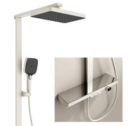 ISCBAFYX de Ducha tatic con tecla de Piano, Juego de Ducha Clete HSS0639, Cabezal de Ducha de 338 x 225 mm, Estante STO de 460 mm y Grifo para bañera, Altura Ajustable para máxima Comodidad.