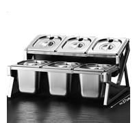 ISCBAFYX Especiero de Acero Inoxidable de 2 Niveles con Tapas y cucharas Soporte de Especias Inclinado para encimera para recipientes de Mermelada y Frutas de Cocina Estantería Que Ahorra Espacio