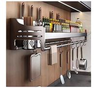 ISCBAFYX Especiero de Pared con Ganchos - Estantes de Almacenamiento para ollas de Cocina Que cuelgan para sartenes y Utensilios de Cocina Solución Elegante de 50 cm para Chefs caseros
