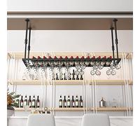 ISCBAFYX Estante Ajustable para Copas de Vino y Botellas Debajo del gabinete, Soporte para Copas para Barra de Cocina, Almacenamiento Colgante Que Ahorra Espacio (120 cm x 30 cm)