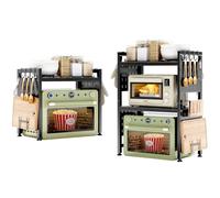 ISCBAFYX Estante Ajustable para microondas: Juego de Rejillas de Metal para Horno de 2 Piezas, 3 Niveles y 2 encimeras de Cocina, solución de Almacenamiento Negra Que Ahorra Espacio para cocinas