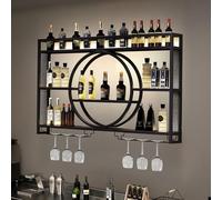 ISCBAFYX Estante de exhibición para Almacenamiento de Vino montado en la Pared de 3 Niveles con Soporte para Copas, gabinete para cócteles de 120 cm para Bar nización del hogar