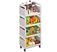 ISCBAFYX Estante Organizador de Cocina, con Ruedas, desorden rodante, Estante de Almacenamiento de Frutas y Verduras de Gran Capacidad, práctico (Color:, tamaño 97,5 cm)