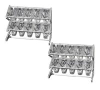 ISCBAFYX Estante para Especias acrílico retráctil de Acero Inoxidable para Cocina, 10 sartenes, Soporte Transparente de 2 Filas, Almacenamiento en encimera, condimento con Juego de Tapa de Cuchara