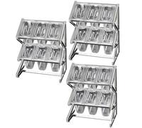 ISCBAFYX Estante para Especias acrílico retráctil de Acero Inoxidable para Cocina, 10 sartenes, Soporte Transparente de 2 Filas, Almacenamiento en encimera, condimento con Juego de Tapa de Cuchara