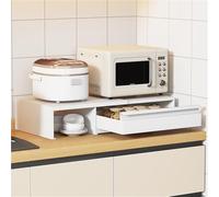 ISCBAFYX Estante retráctil de Acero para microondas para Cocina con cajón y Bandeja extraíble, Soporte Multiusos para Almacenamiento en encimera y estación de café ()