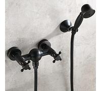 ISCBAFYX Grifo de bañera WallMounte, Grifo Mezclador de Ducha de Doble manija, Juego de baño Retro de Bronce Negro, Control de Agua Caliente y Col, Elegante y