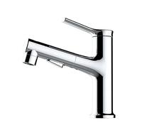 ISCBAFYX Grifo de baño con rociador extraíble, Grifo para Lavabo de baño de un Solo Orificio con rociador desplegable de 3 Modos, Grifo de tocador con una manija, Lavabo de Granja, Cromo