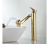 ISCBAFYX Grifo de baño, Grifo de Lavabo de baño, Giratorio 360°, Grifo Mezclador de baño, Grifo de Lavabo, Mezclador Monomando, instalación de un Solo Orificio, Grifo de Cascada de Agua fría y