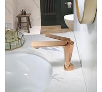 ISCBAFYX Grifo de baño, Grifo de Lavabo de baño, Grifo de baño, Grifo de Fregadero, Mezclador de Agua fría y Caliente, Grifo de Fregadero, Monomando montado en Cubierta, Grifo Alto/Corto (Color: Oro