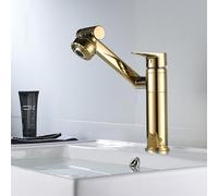 ISCBAFYX Grifo de baño, Grifo de Lavabo de baño, Grifo Mezclador de baño Giratorio de 360 °, Grifo de Lavabo, Mezclador Monomando, Montaje de un Solo Orificio, Grifo de Agua fría y Caliente