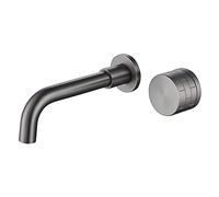 ISCBAFYX Grifo de baño, Grifo de Lavabo de baño montado en la Pared, Grifo de baño Monomando de latón con caño Giratorio 360, grifos mezcladores de Agua fría y Caliente (Gris)