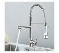 ISCBAFYX Grifo de Cocina con Ducha giratoria de 360° con Resorte Cromado para Montaje en encimera, grúa, 2 manantiales de Agua fría y Caliente()