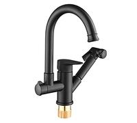 ISCBAFYX Grifo de Cocina con Pistola rociadora extraíble, Fregadero de Cocina de Arco Alto de latón con una Sola manija, Grifo Mezclador de Agua fría y Caliente con rotación de 360 °, Cromado,