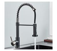 ISCBAFYX Grifo de Cocina de Oro Cepillado, Grifo extraíble de 2 vías con rociador Monomando, Grifo Mezclador de Agua fría y Caliente, Grifo Mezclador de rotación 360, Negro -A