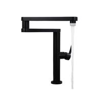 ISCBAFYX Grifo de Cocina Plegable Brazos oscilantes de Doble articulación Agua fría y Caliente Fregadero de extensión de Tres Secciones Grifo de Funciones duales Operación Flexible (Doble Negro)