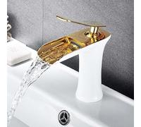 ISCBAFYX Grifo de Lavabo de Agua fría y Caliente, Grifo de Lavabo de encimera de baño, Grifo de Lavabo bajo encimera Modelo D, y Dorado