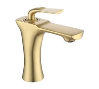 ISCBAFYX Grifo de Lavabo de baño de Estilo nórdico, Grifo de Agua Mezclador frío y Caliente de Cobre, Grifo de Inodoro de Oro Cepillado/Negro/Cromo (Color: Oro Cepillado Corto)