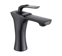 ISCBAFYX Grifo de Lavabo de baño de Estilo nórdico, Grifo de Agua Mezclador frío y Caliente de Cobre, Grifo de Inodoro de Oro Cepillado/Negro/Cromo (Color: Negro Corto)