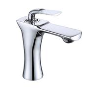 ISCBAFYX Grifo de Lavabo de baño de Estilo nórdico, Grifo de Agua Mezclador frío y Caliente de Cobre, Grifo de Inodoro de Oro Cepillado/Negro/Cromado (Color: Cromado Corto)