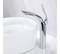 ISCBAFYX Grifo de Lavabo para baño, Monomando, de latón frío y Caliente, Grifo Mezclador de Agua, Cromado Dorado, Negro, Hoja de Lavabo, Mezclador de Fregadero de Agua, grúa (Color: Cromado Alto)