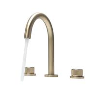 ISCBAFYX Grifo Mezclador para Lavabo, grifos para Lavabo de baño, Juego de Mezclador para Lavabo con 3 Orificios, latón Dorado Cepillado, Doble manija, Tres Orificios, 3 Orificios, Grifo para Lavabo