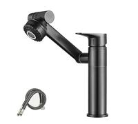 ISCBAFYX Grifo Monomando Fregadero de baño multifunción Mezclador de Agua fría y Caliente Grifos montados en Cubierta de Bronce Antiguo para baños, cocinas, Jardines (Manguera Corta Negra)