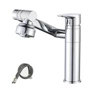 ISCBAFYX Grifo Monomando Fregadero de baño multifunción Mezclador de Agua fría y Caliente Grifos montados en Cubierta de Bronce Antiguo para baños, cocinas, Jardines (Manguera Corta cromada)