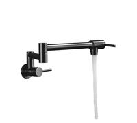 ISCBAFYX Grifo montado en la Pared Grifo de Agua fría Individual Caño Giratorio 360 Lavado Cuello Plegable Baño Cocina Operación Flexible (Negro Mate D)