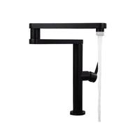 ISCBAFYX Grifo para llenado de ollas Cepillado, Grifo de Cocina Plegable montado en Cubierta, Fregadero frío, caño Plegable Giratorio, operación Flexible de latón Dorado (Negro)