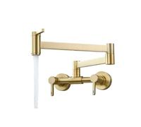 ISCBAFYX Grifo para llenado de ollas Cocina Plegable Grifo para Fregadero de un Solo Orificio Caliente y frío Caño Plegable Giratorio Latón Dorado Cepillado Operación Flexible (Oro Cepillado)