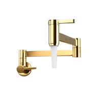 ISCBAFYX Grifo para llenado de ollas de Cocina Plegable montado en la Pared, Grifo para Fregadero con un Solo Orificio frío, caño Plegable Giratorio, latón Dorado Cepillado, operación Flexible