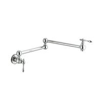 ISCBAFYX Grifo para llenado de ollas, Grifo de Cocina Antiguo Plegable montado en la Pared, Fregadero frío Individual, caño Plegable Giratorio, operación Flexible cepillada(Plata)