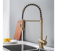 ISCBAFYX Grifos de Cocina con rociador extraíble, Grifo de Cocina de Agua fría y Caliente de un Solo Orificio de Acero Inoxidable con una Sola manija, Cepillado