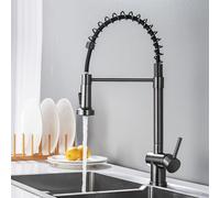ISCBAFYX Grifos de Cocina con rociador extraíble, Grifo de Cocina de Agua fría y Caliente de un Solo Orificio de Acero Inoxidable con una Sola manija, Cepillado